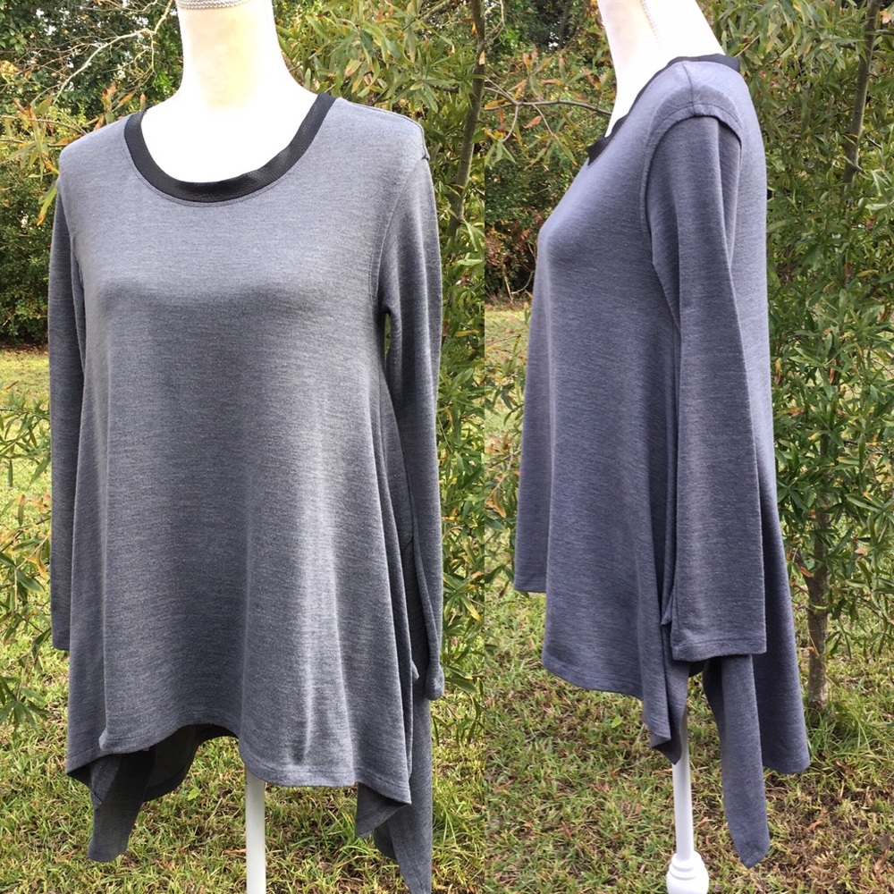 Emilio Pepe Italy Boho High Low Gray Top Size M